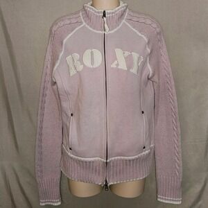 Y2k Roxy Pink Full Zip Jacket Knit
